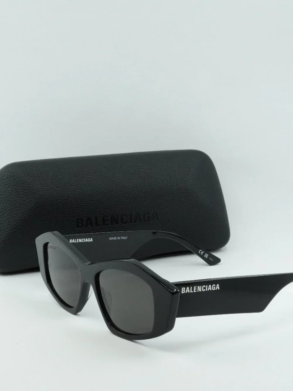 Balenciaga BB0106S 001 Cat Eye Sunglasses - Black / Grey